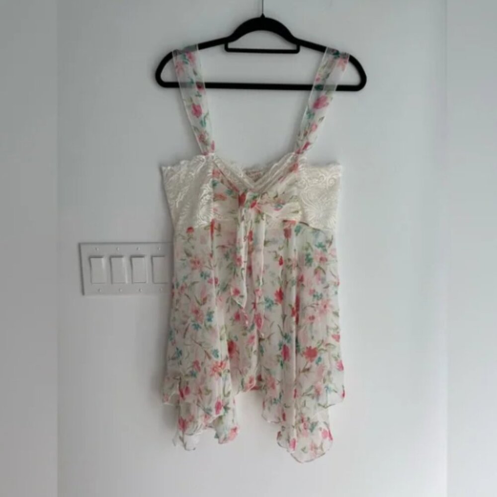 Vintage Victorias Secret Gold Label Floral Lace Babydoll Slip Dress Women’s L